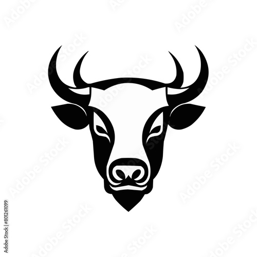 Bull with with horns vector illustration | Silhouette of a bull head