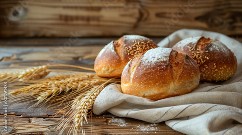 freshly backed sourdough bread with copy space