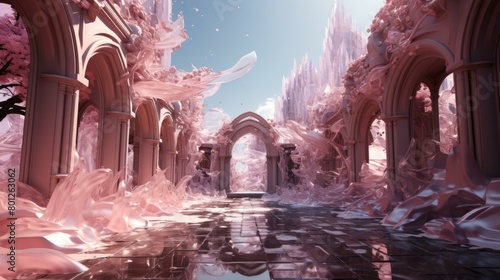 Pink surrealism architecture photo