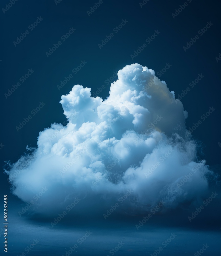 Naklejka premium Blue and white cloud on a dark blue background