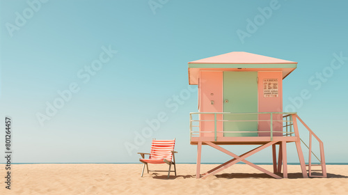 Life Guard House on a Clean Pastel