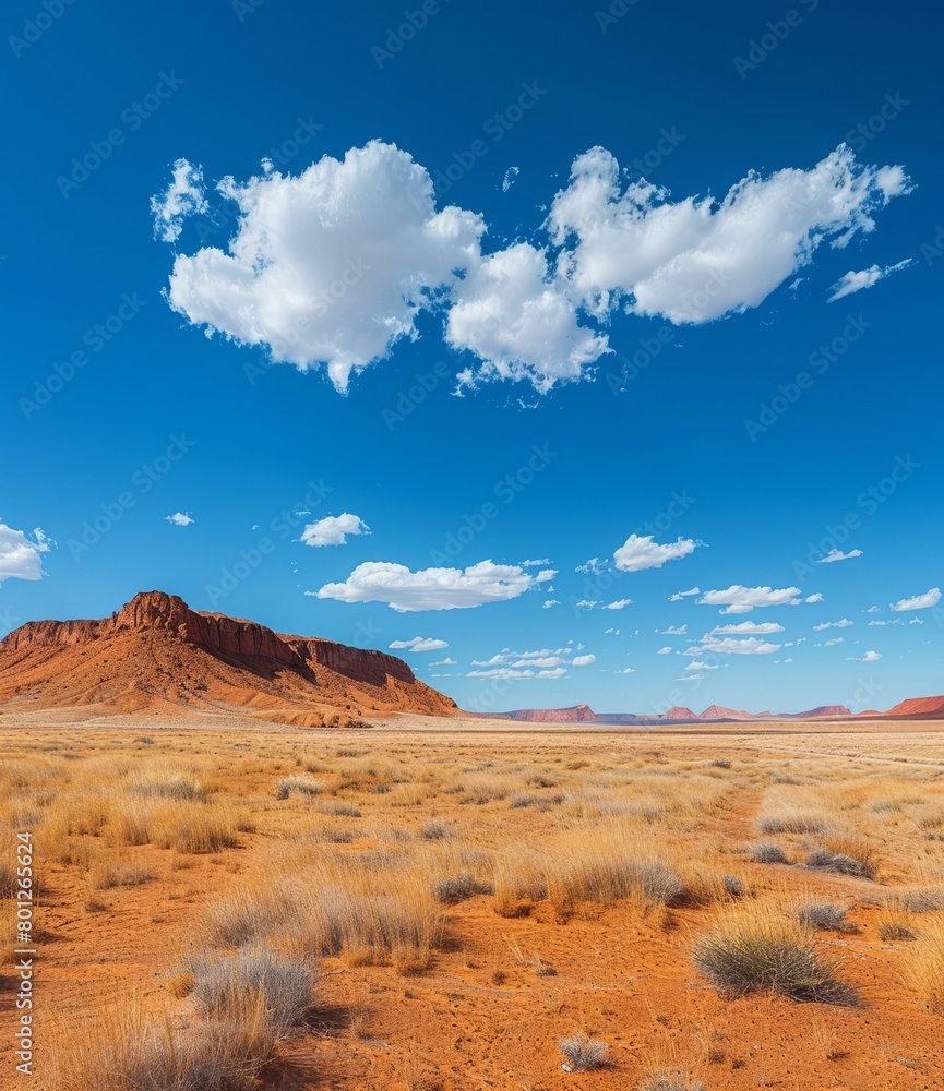 Arid Desert Landscape with Rocky Mountains and Sparse Vegetation