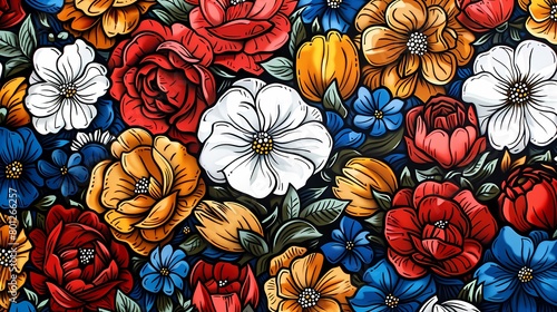 pottery style flowers illustration poster background