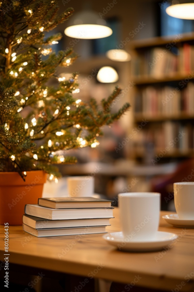 Still life with books and a Christmas tree Still life with books and a Christmas tree