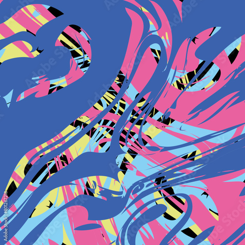 Illustration Motif Réseau Complexe Neurographique Neurologique Cerveau Relations Connexions Motif Multicolore - Couleurs primaires - Accumulation - Vecteur