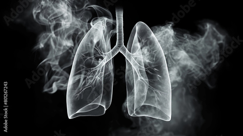 Smoke damage the lung as result of smoking cigarettes x-ray