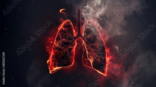 Lung burning as smoke fire result of smoking cigarettes damage your lung