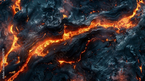Lava flow from a volcano photo
