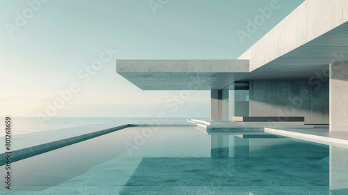 Modern Minimalist Beach House With Infinity Pool © duyina1990