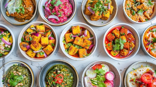 A colorful array of Indian paneer dishes, showcasing the versatility and richness of this beloved ingredient in Indian cuisine.