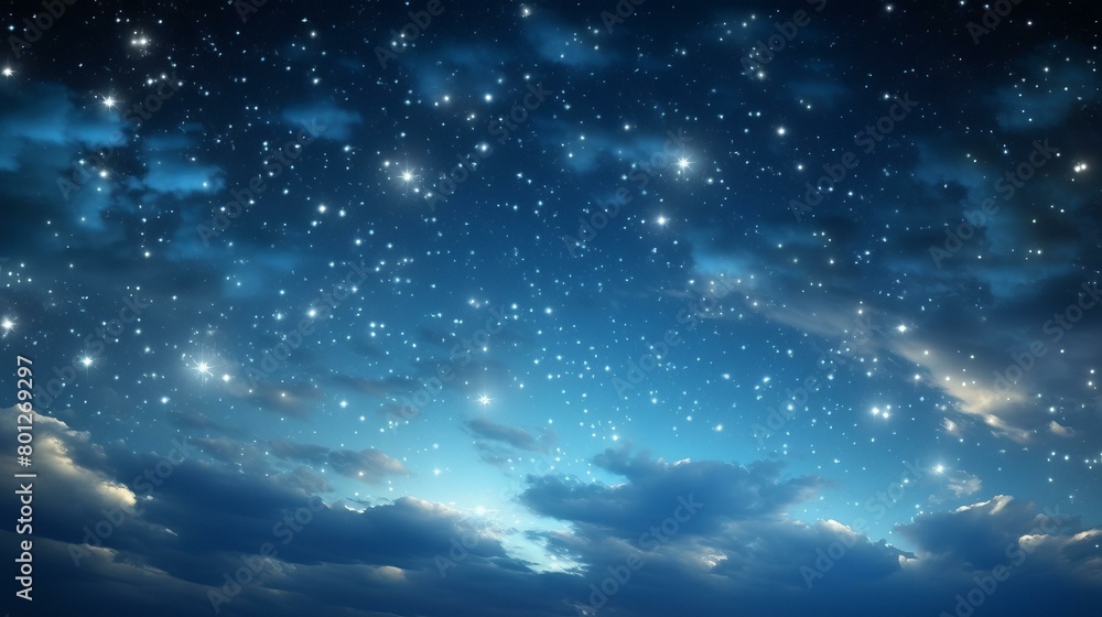 Fototapeta premium Starry night sky with clouds