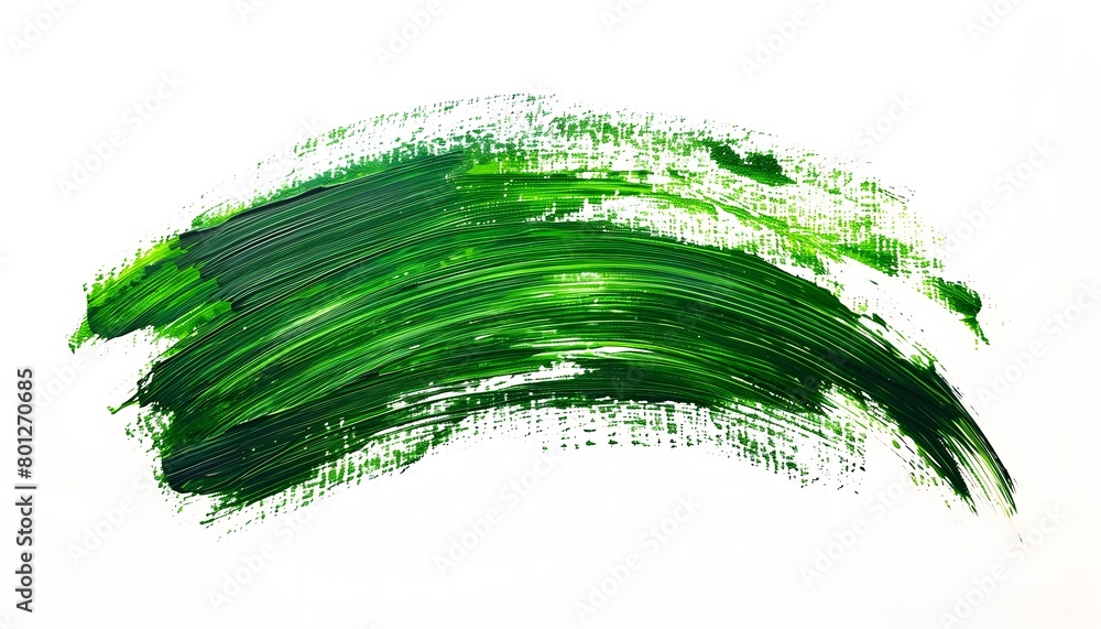 Green paint stroke on a white background Green paint stroke on a white background