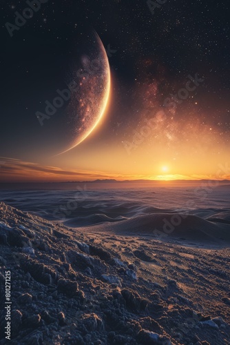The Enchanting Panorama of a Rocky Moonlit Desert