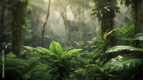Rich Verdant Leaves in a Tropical Forest photo