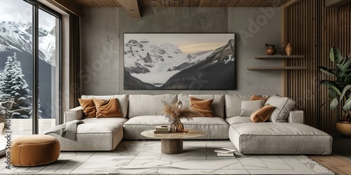 Modern mountain home living room interior design photo