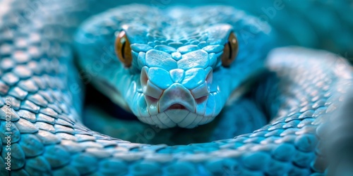 A Stunning Close-up of a Blue Snake photo