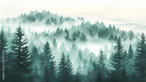 Forest foggy illustration poster background