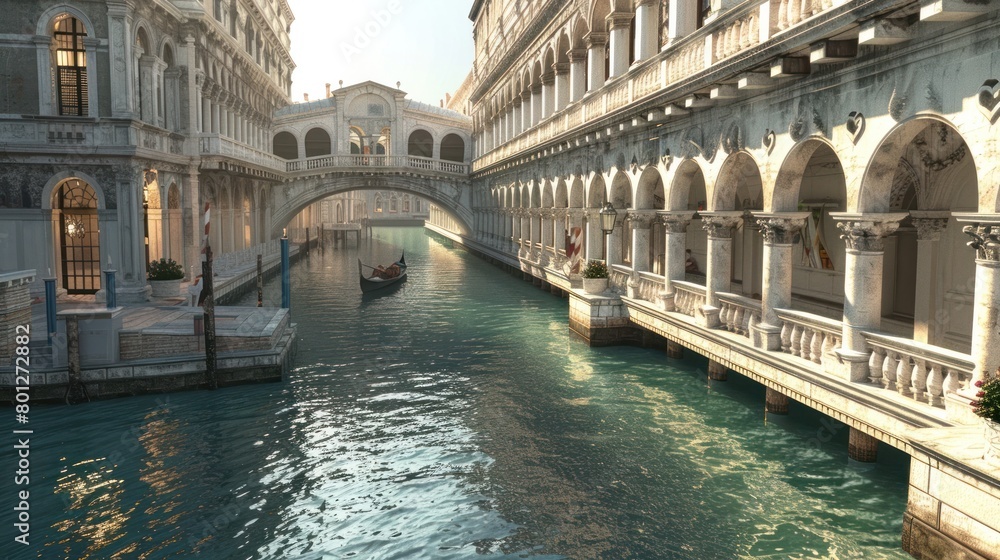 D Rendered Masterpiece Iconic Ponte di Rialto in Italy Basks in the Evening Glow