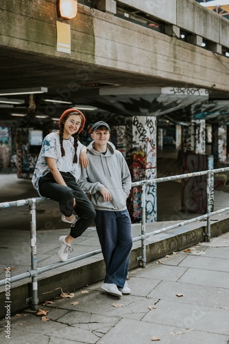 Happy people sitting on skate parks' railing © Rawpixel.com