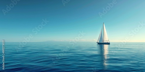 lonely sailing boat in the vast ocean