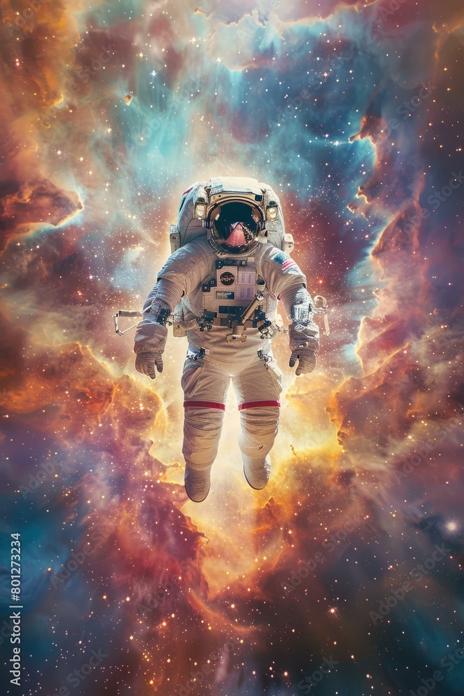 Fototapeta premium Astronaut in a colorful nebula