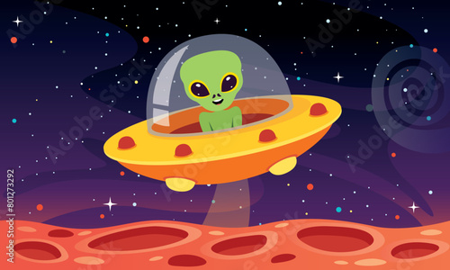 Cartoon Illustration Of A Spaceship