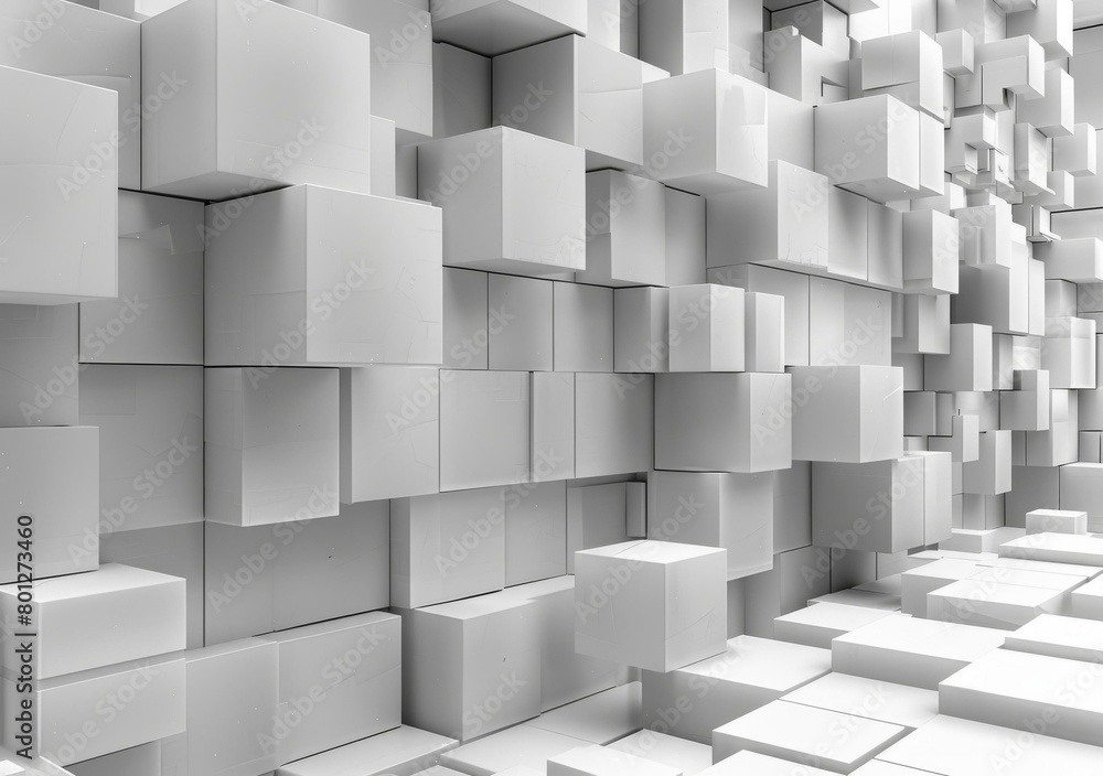 Fototapeta premium Three-dimensional white cube background