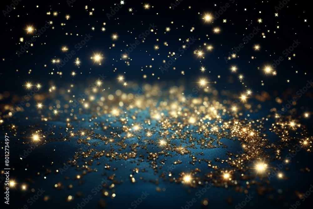 Blue and gold glitter background with stars for Christmas and New Year Blue and gold glitter background with stars for Christmas and New Year