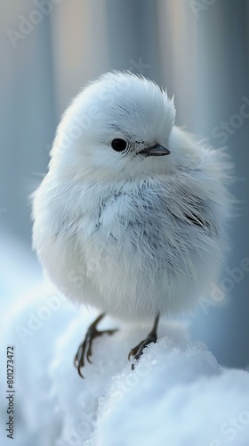 Small White Bird In The Snow