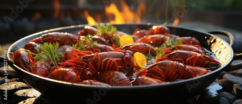 A delicious plate of crayfish photo