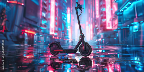futuristic electric scooter in a futuristic city