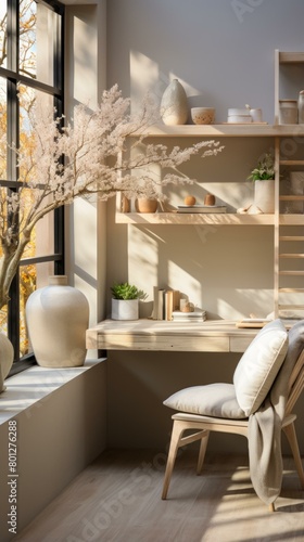 A Minimalist Home Office with Natural Light