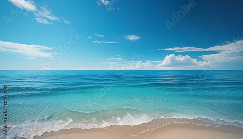 beach, sea and blue clouds on a beautiful sunny day