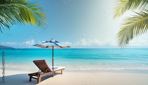 beach with chairs and umbrella © VSenturk