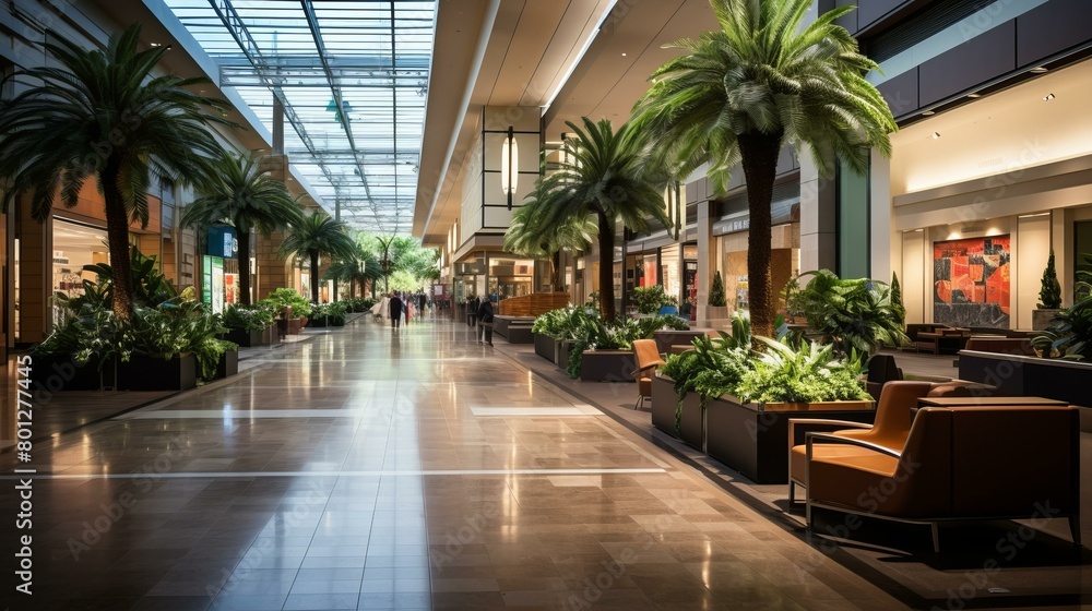 Palm trees in a modern shopping mall Palm trees in a modern shopping mall