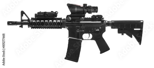 Fotografie Weapons and military equipment for army, Assault rifle gun (M4A1) with attachmen