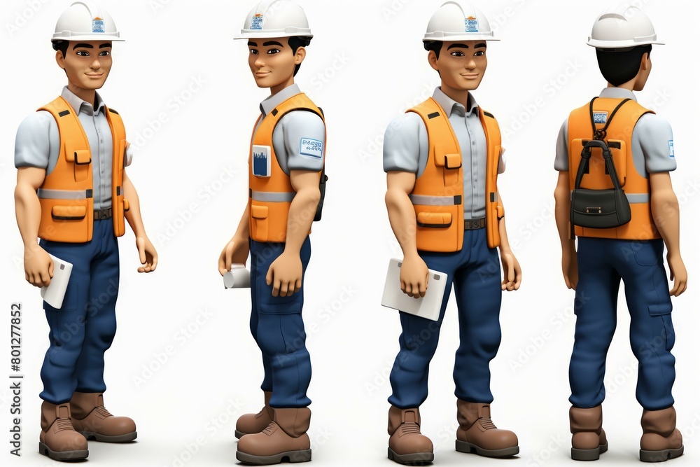 Hispanic construction worker wearing hardhat and safety vest