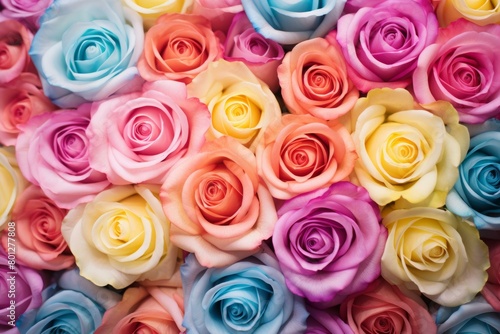 A bouquet of various colored roses