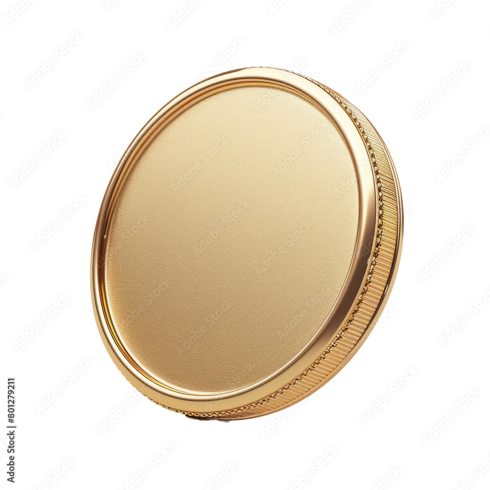 Blank gold coin isolated on white background