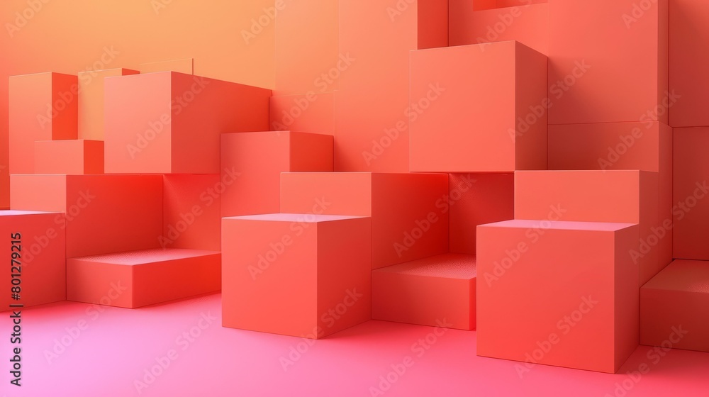 Pink and orange 3D geometric shapes background Pink and orange 3D geometric shapes background