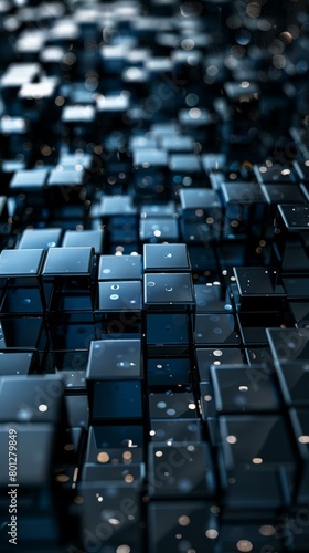 Blue and black 3D cubes background