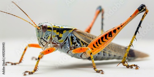 A colorful lubber grasshopper on a white background