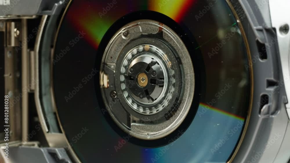 custom made wallpaper toronto digitalVintage cd music player with disk inside close-up. Using portable music player for listening with compact disc