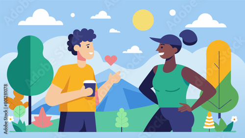 Two friends meet for a morning run discussing their personalized wellness plans and how it has improved their overall health and energy..