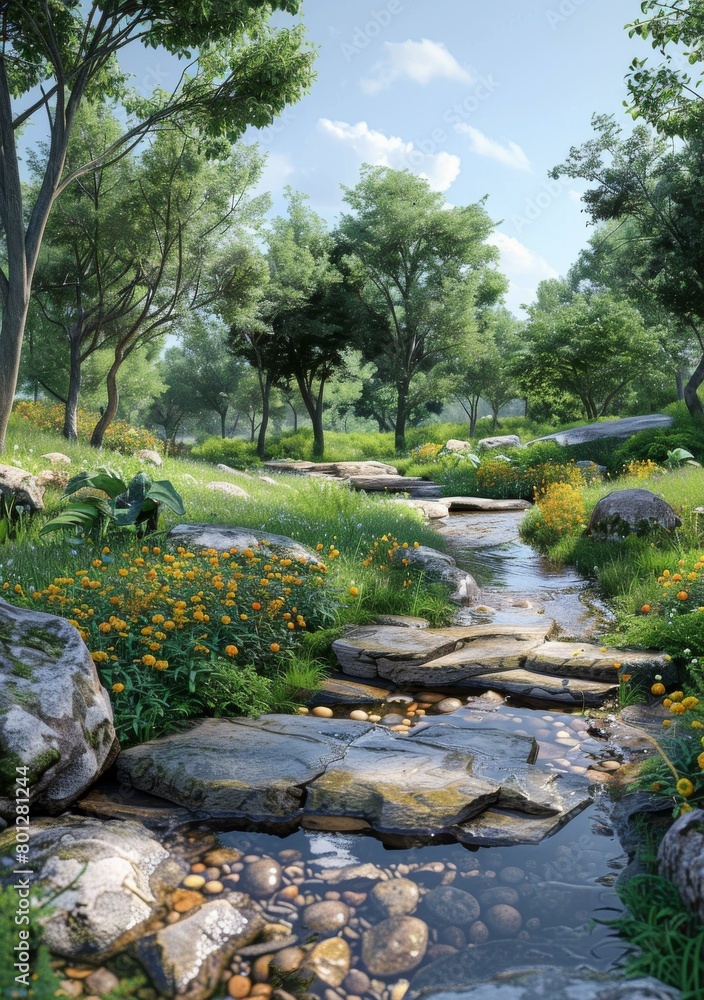 Small river flowing through a lush green forest Small river flowing through a lush green forest
