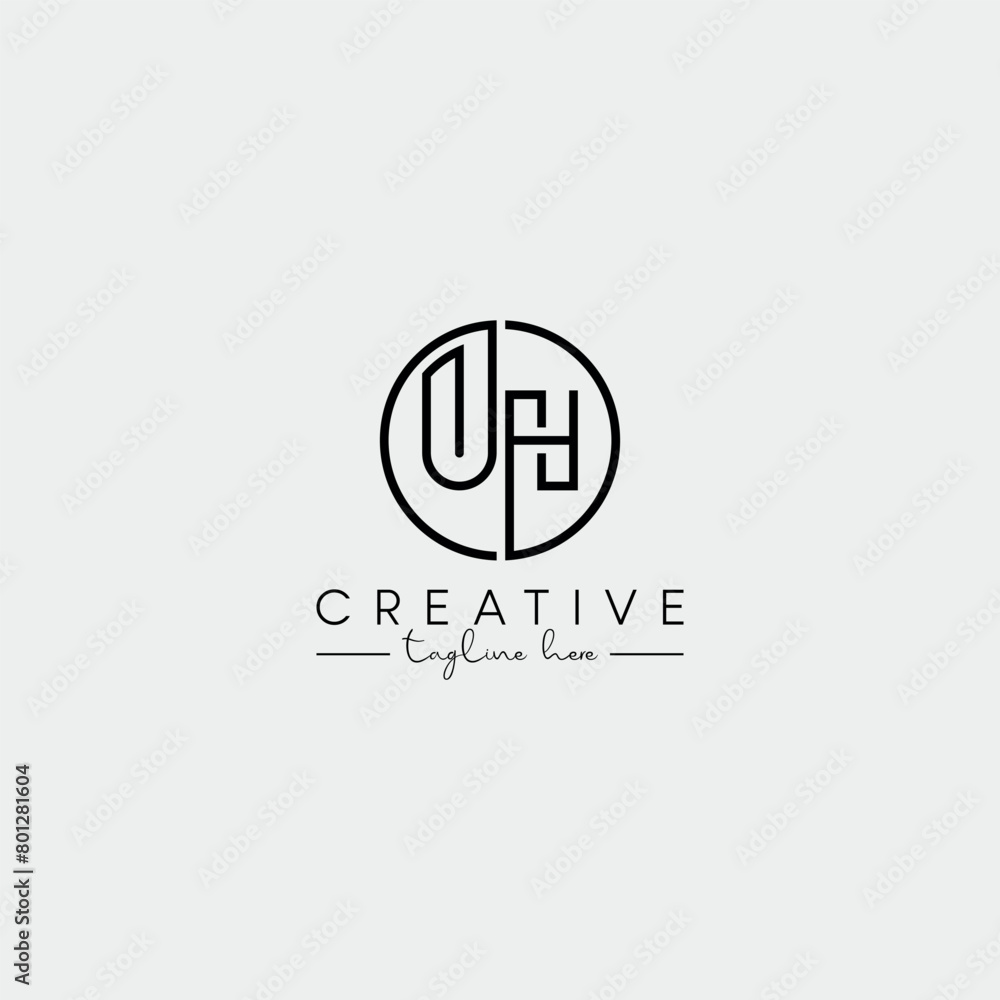 Abstract Minimal Letter UH HU Initial Based Stylish Line Logo Design Vector. Abstract Minimal Letter UH HU Initial Based Stylish Line Logo Design Vector.