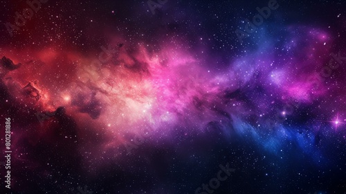 Interstellar space with colorful glowing nebulae and stars