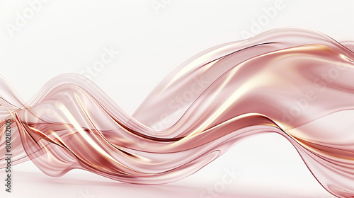 A soft rose gold wave, luxurious and elegant, undulating smoothly over a white background, depicted in a stunning ultra high-definition format.