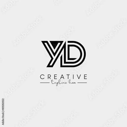 Abstract Minimal Letter YD DY Initial Based Stylish Line Logo Design Vector.