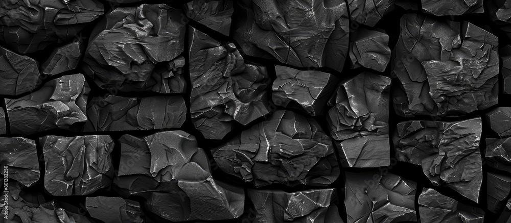 Black rock charcoal, abstract background seamless pattern texture. 3D render illustration style. Background for wallpaper, web. Black rock charcoal, abstract background seamless pattern texture. 3D render illustration style. Background for wallpaper, web.
